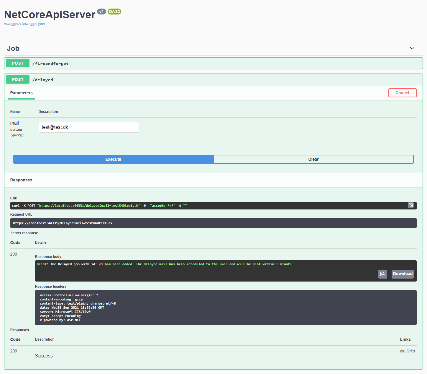 Swagger testing Delayed Endpoint