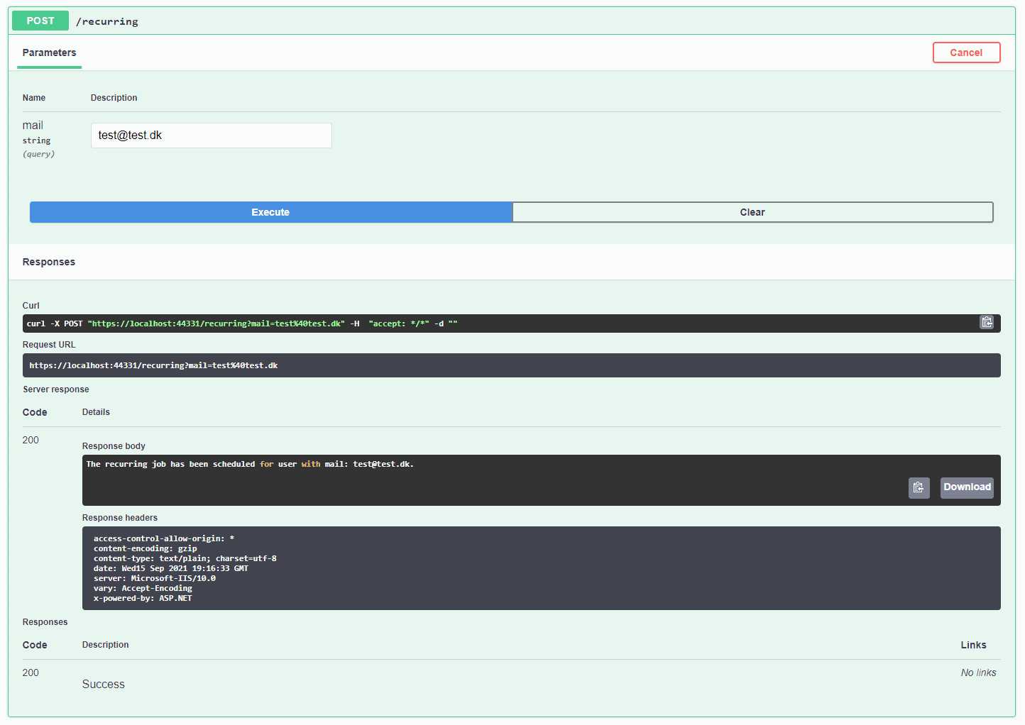 Adding Recurring job to Hangfire