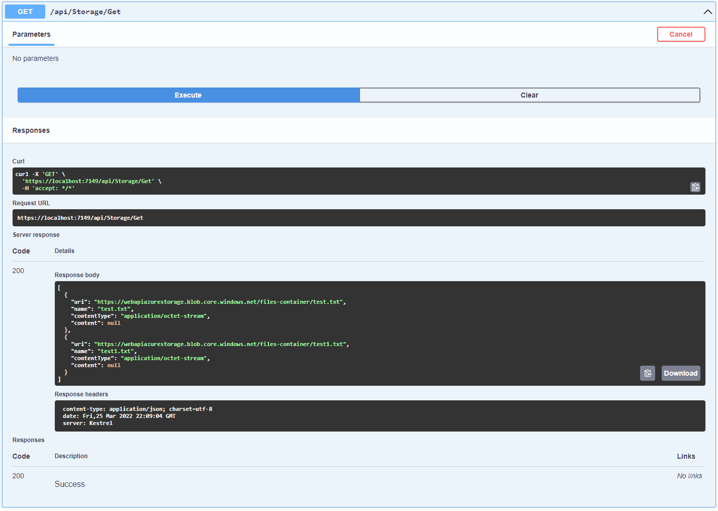 Get all files at Azure Blob Storage