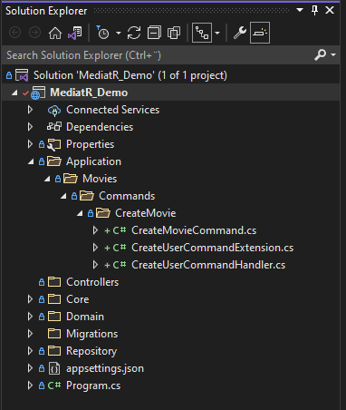 Folder structure for command for creating a new movie