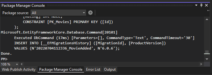 ef core migrate, entity framwork core migrate, migration, cqrs update