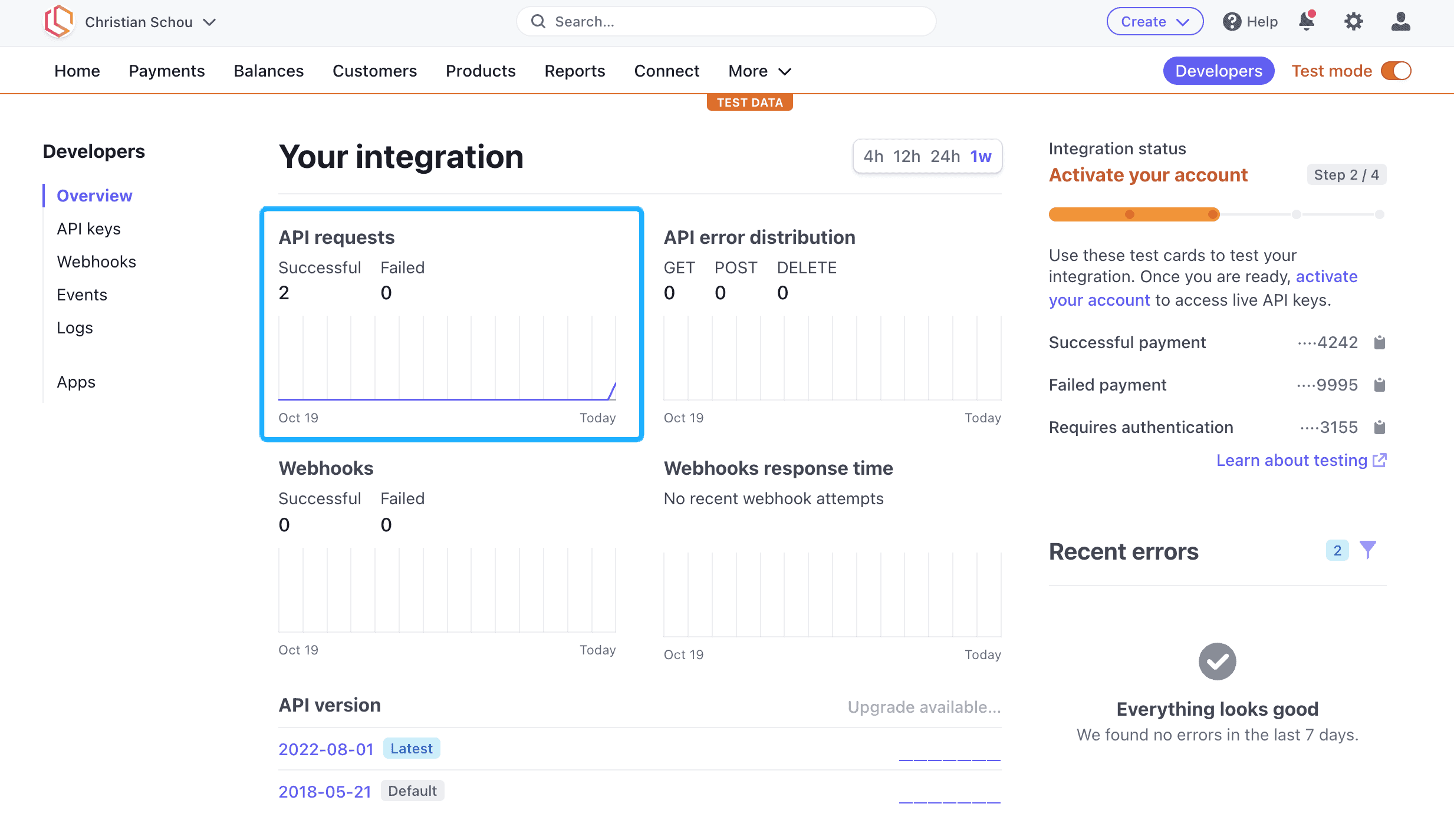 stripe dashboard, stripe api requests, stripe .net api