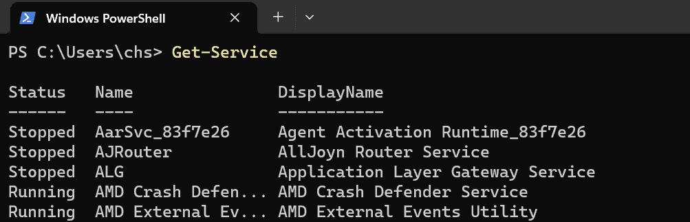 get-service, powershell